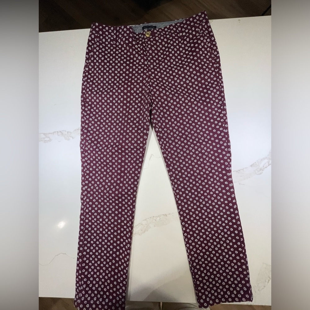 Tommy Hilfiger jeans, maroon with white design, Size 6 - Picture 3 of 5